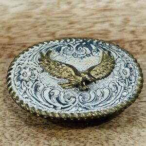 Bald Eagle Heavy Silver Plate on Bronze 2" Crumrine Belt Buckle Women's Youth